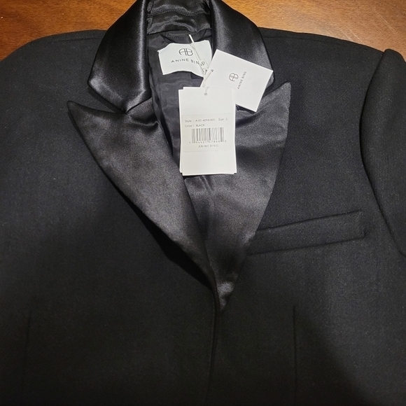 Anine Bing Selena Long Coat Black L NWT - Picture 5 of 11